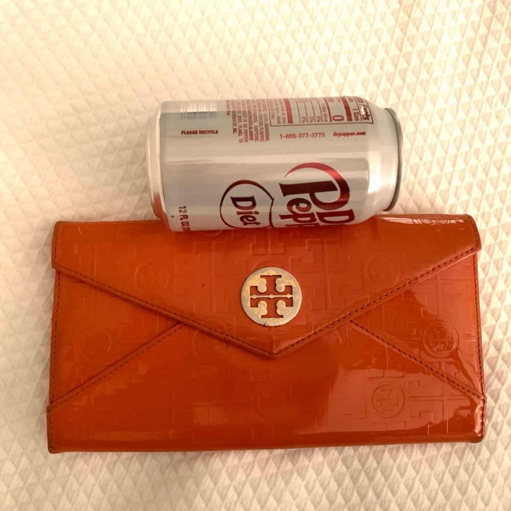 Tory Burch Orange Patent Leather Wallet